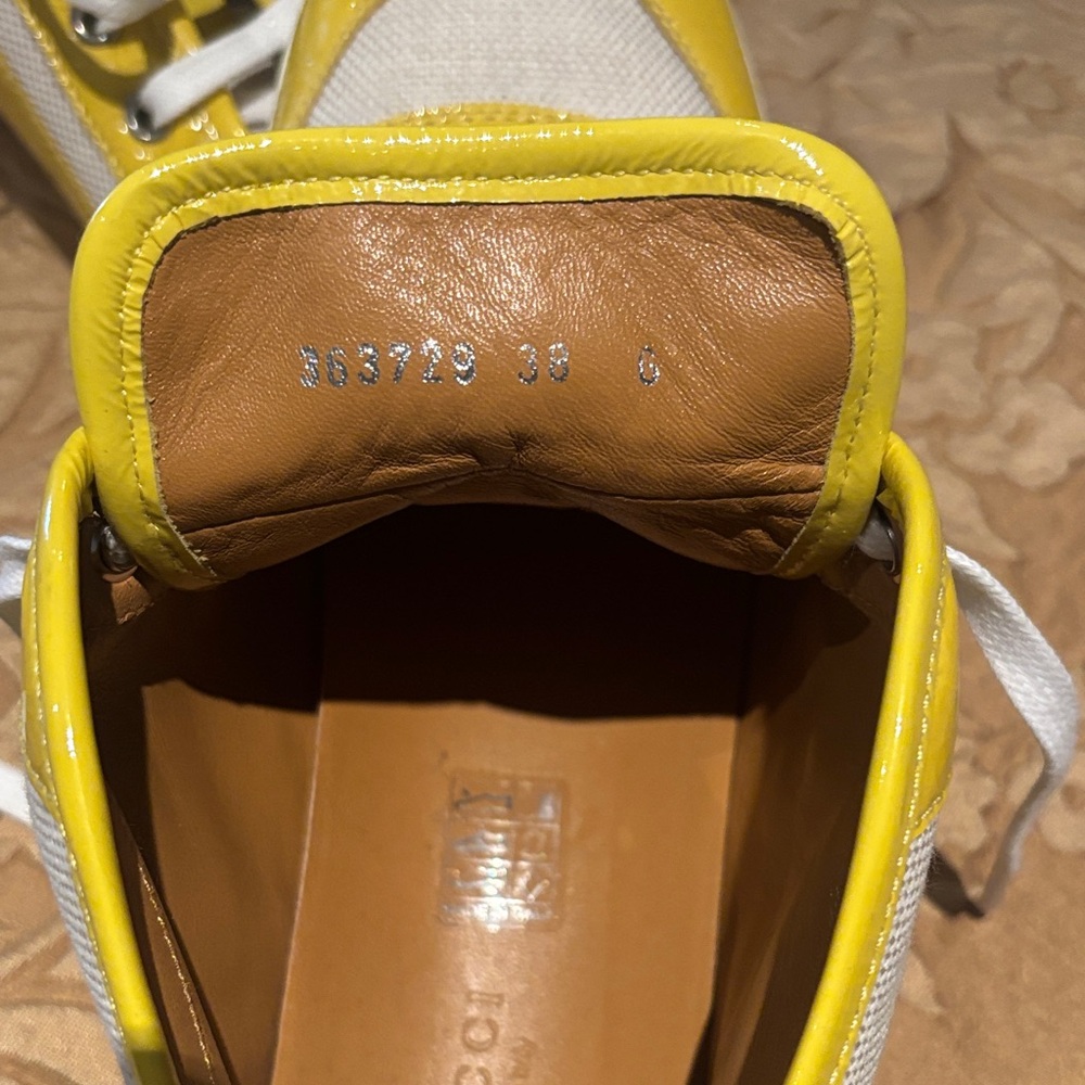 Gucci Yellow and White Leather Sneakers - Picture 4 of 6